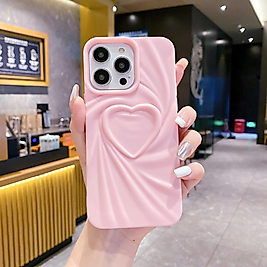 iPhone 15 Pro Kalpli Kabartmalı Silikon Telefon Kılıfı