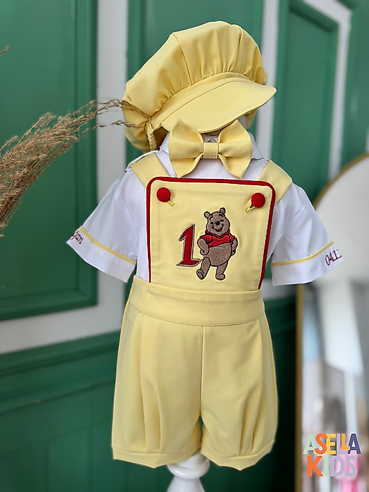 Salopet Tulum Sarı Renk - Winnie The Pooh Nakışlı