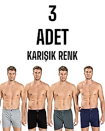 Gümüş Erkek Penye Boxer Şort Karışık 3 Lü Paket