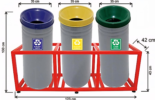 ÜÇLÜ GERİ DÖNÜŞÜM SETİ BOYALI ( KDV DAHİL )
