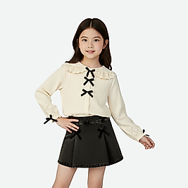 Kız Çocuk Krem Gömlekli Takım