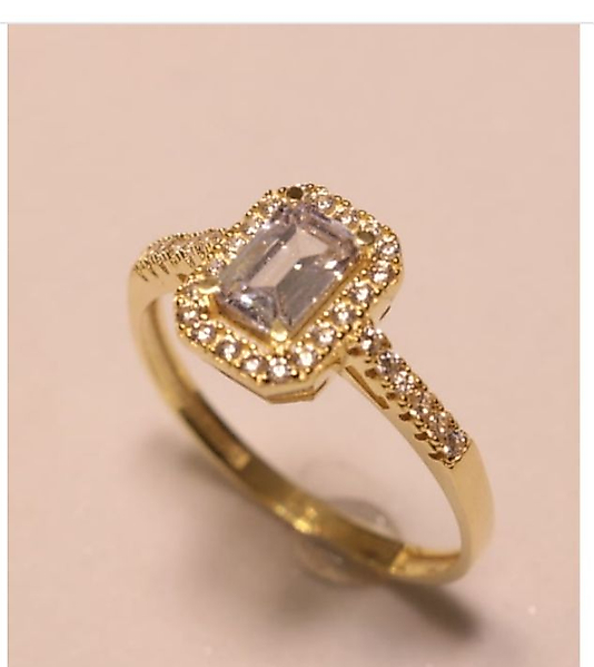 BAGET YÜZÜK ZİRKON TAŞLI GOLD ÇELİK AYARLAMALI