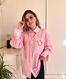 GÖMLEK ZİNCİR DETAYLI PEMBE