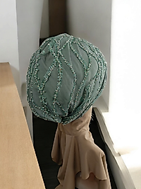Mint yeşili abiye bone
