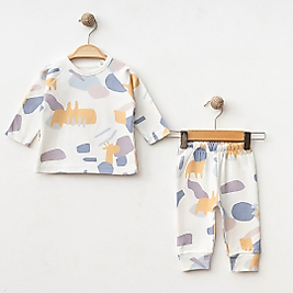 Erkek Bebek 0-18 Ay Hayvan Figürlü Alt Üst İkili Takım