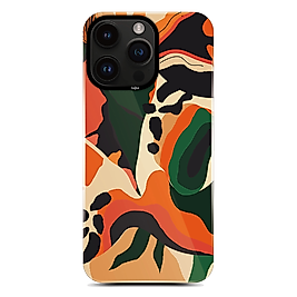 Kajsa 14 Pro Max Uyumlu Turuncu Desenli Shield Plus Flower Graphic Serisi Kılıf
