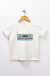 Yetişkin Kısa Kollu Bisiklet Yaka "Oruç Sabrın Yarısıdır" Baskılı Tişört Mevsimlik Pamuklu