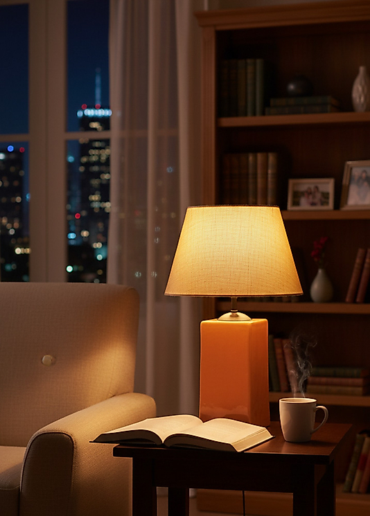 Dekoratif Seramik Kare Abajur Turuncu AB022