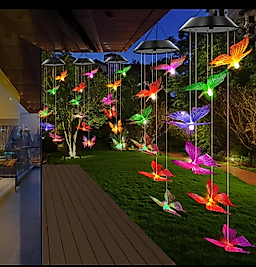 Güneş Enerjili Kelebek Figürlü LED Rüzgar Çanı