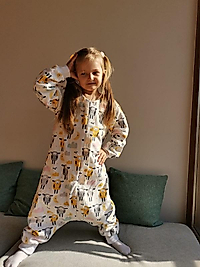 Çift Kat Pazen Tak-çıkar Seyyar Kollu (1-tog) Uyku Tulumu Renkli Uykucu Kuzucuklar