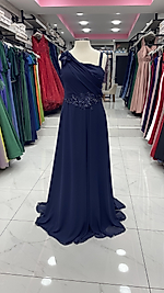 Bellissima Lacivert A Kesim Yırtmaçlı Şifon Abiye