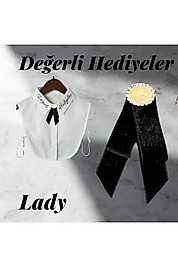 Lady Taşlı Broş Kadın Yaka Aksesuarı Yaka Kurdela Erkek Kurdele Broş Yaka Iğnesi Gotik Aksesuar