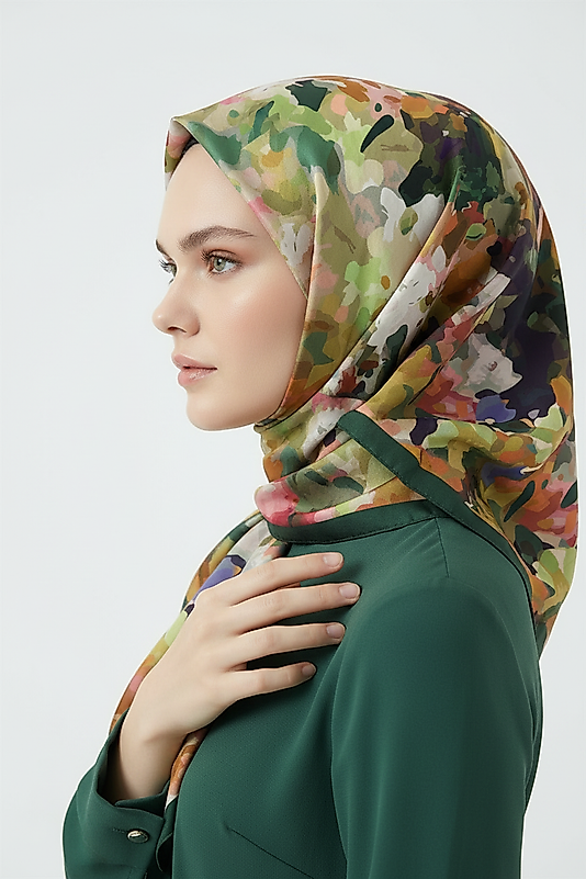 Spring Eşarp Kamufulaj Pastel Desen