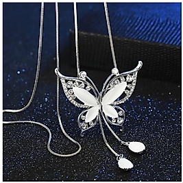 ELEGANT DIAMOND BUTTERFLY ZİNCRLİ GECE IŞILTI PIRLANTA KELEBEK KOLYE