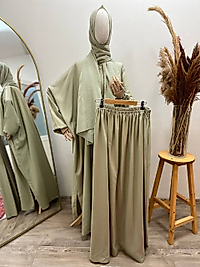 Mint yeşili tam fermuarlı cilbab