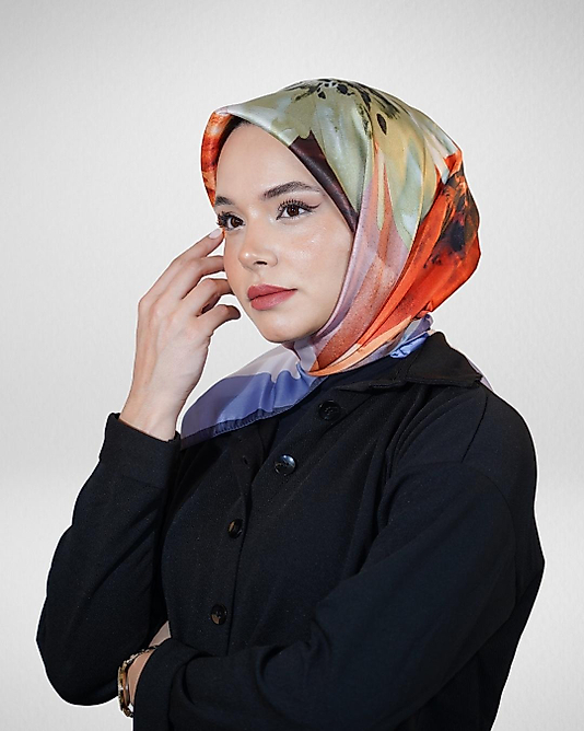 Dijital Kristal Eşarp Pastel Çiçek Desenli