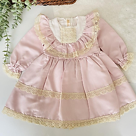 Vintage Pembe Özel Gün Kız Çocuk Elbise