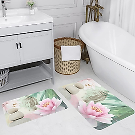 Rovigo Home Dijital Baskı Yıkanabilir Kaymaz 2 li Banyo Takımı