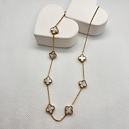 Sedef taşlı minimal yonca çelik kolye