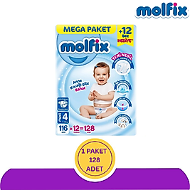 Molfix No:4 Maxi Bebek Bezi 128'li (128 adet)