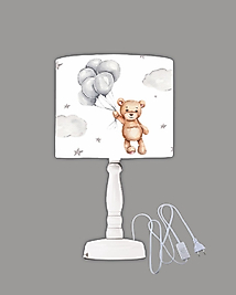 Minibabyrooms Balonlu Ayıcık Ahşap Oyma Ayak Abajur