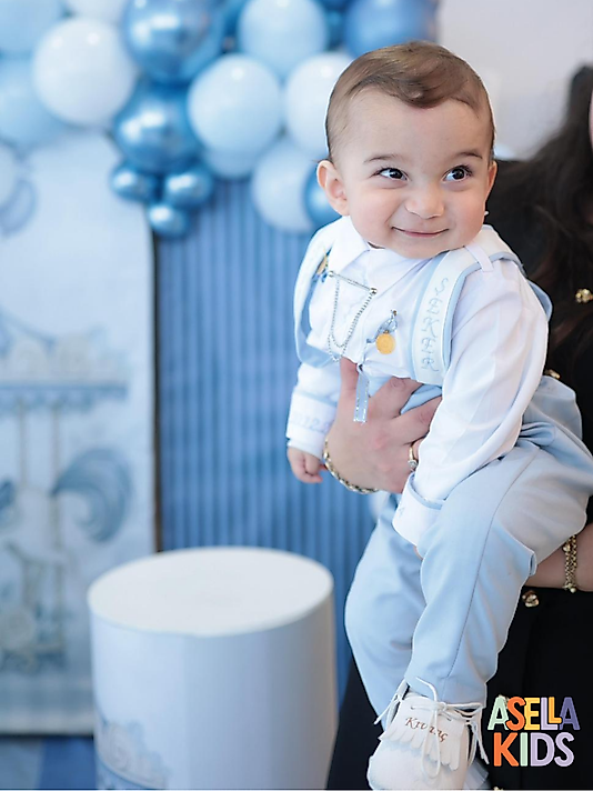 Erkek Çocuk Bebe Mavi Salopet Takım