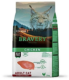 Bravery Tahılsız Kısırlaştırılmış Tavuklu 7 kg Yetişkin Kuru Kedi Maması