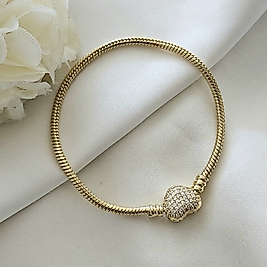 Kalp Pandora Çelik Bileklik(18 cm gold)