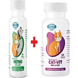 Yavru  Kediler  İçin  Vitamin  Ve Biyo Methio " Cat Vit 60 Tablet + Biyo Methio 60 Tablet)