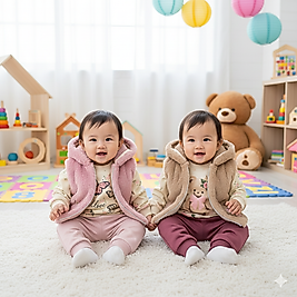 6 Ay 2 Yaş Arası Nakış İşlemeli Yelekli Üçlü Kışlık Takım