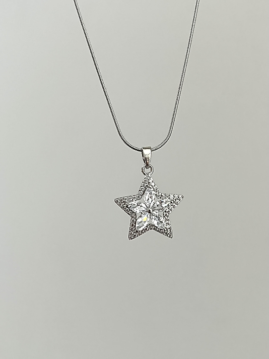Çelik Silver Taşlı Yıldız Kolye