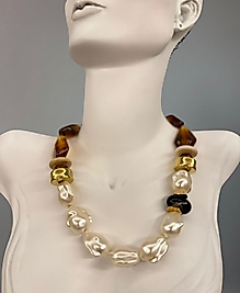 Zara Model İncili Ve Kahverengi Boncuk Kolye