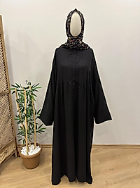 Siyah Abaya Kol Robalı Tensel Kupra Ferace