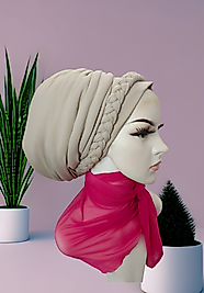 Bej örgülü bone