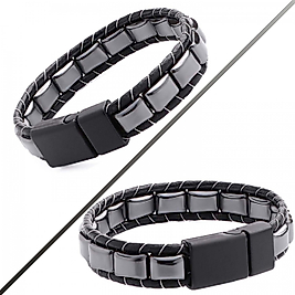 Hematit Örmeli Deri Bileklik