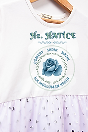 Kız Çocuk Tüllü "Hz Hatice" Baskılı Elbise