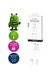MobiLX M-20 20W iPhone 8–14 Pro Max Uyumlu Hızlı Şarj Adaptörü + USB-C to Lightning Kablo