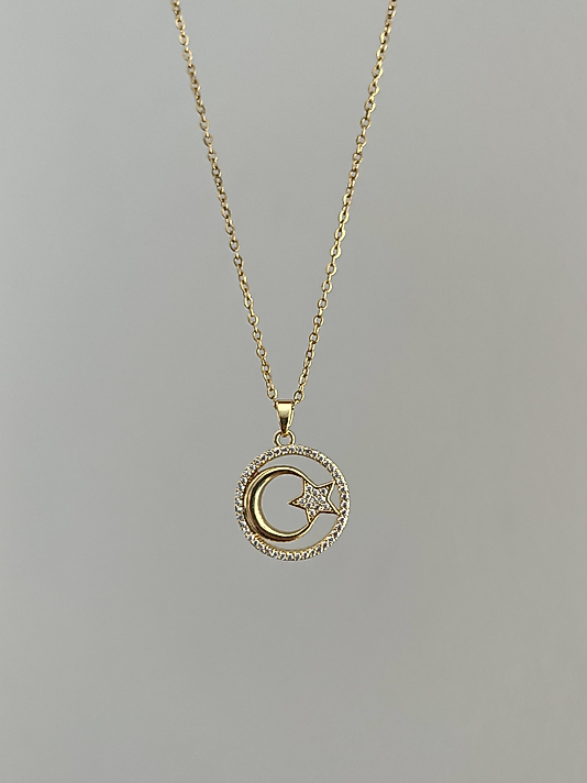 Çelik Ay Yıldız Kolye