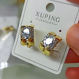 Xuping 14K Oval Taşlı Küpe