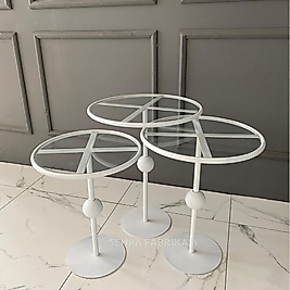 Art Yan Sehpa Seti - Beyaz 3lü