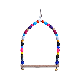 Fit Fly Boncuklu Ahşap Tünekli Kuş Salıncağı 15 x 24 cm