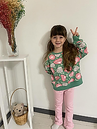 KIz Çocuk Çiçekli Sweatshirt