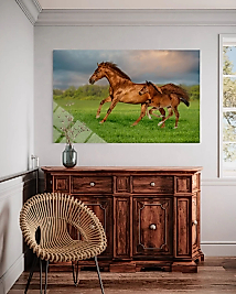 At ve Yavrusu Cam Tablo