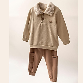 Erkek Bebek Yakası Kürklü İkili Takım