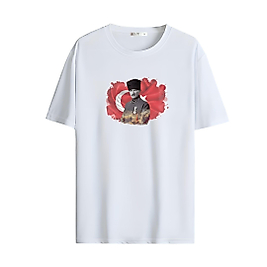 Kırmızı Beyaz Vatan Aşkı Bayrak ve Atatürk Baskılı Oversize Unisex Tişört