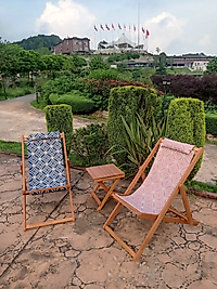 Katlanır Balkon Şezlong Eşli Set 2 Şezlong 1 Sehpa