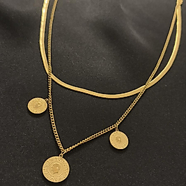 Çeyrekli Gold Çelik Kolye-45 cm