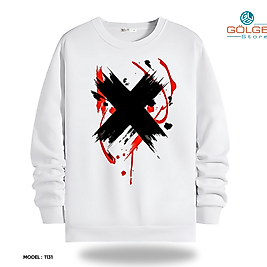 X Görselli Bisiklet Yaka Erkek kadın Slimfit Sweatshirt