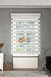 Minibabyrooms  Uçan Balon ve Hayvanlar Desenli Zebra Perde