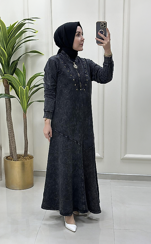 File Detaylı Kadın Elbise  Siyah